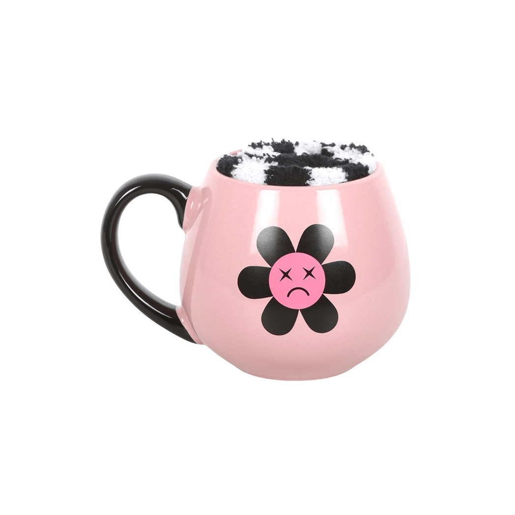 Sad Flower Mug and Checkerboard Socks Gift Set 500ml