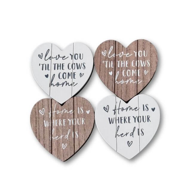Personalised Highland Cow Wooden Coaster Set