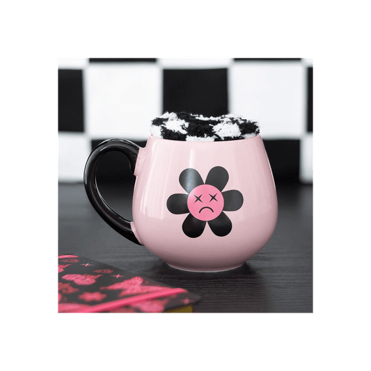 Sad Flower Mug and Checkerboard Socks Gift Set 500ml