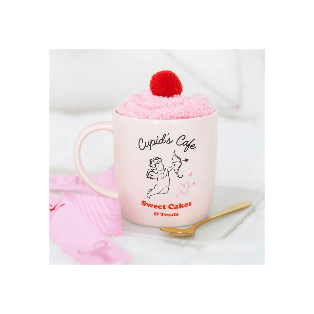 Cupid's Café Mug, Spoon and Socks Gift Set for Her 350ml