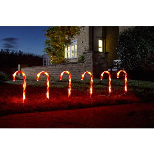 Christmas Candy Cane Outdoor Stake Lights Set of 5
