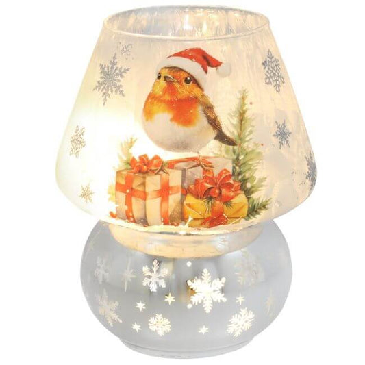 Christmas Robin Frosted LED Table Lamp