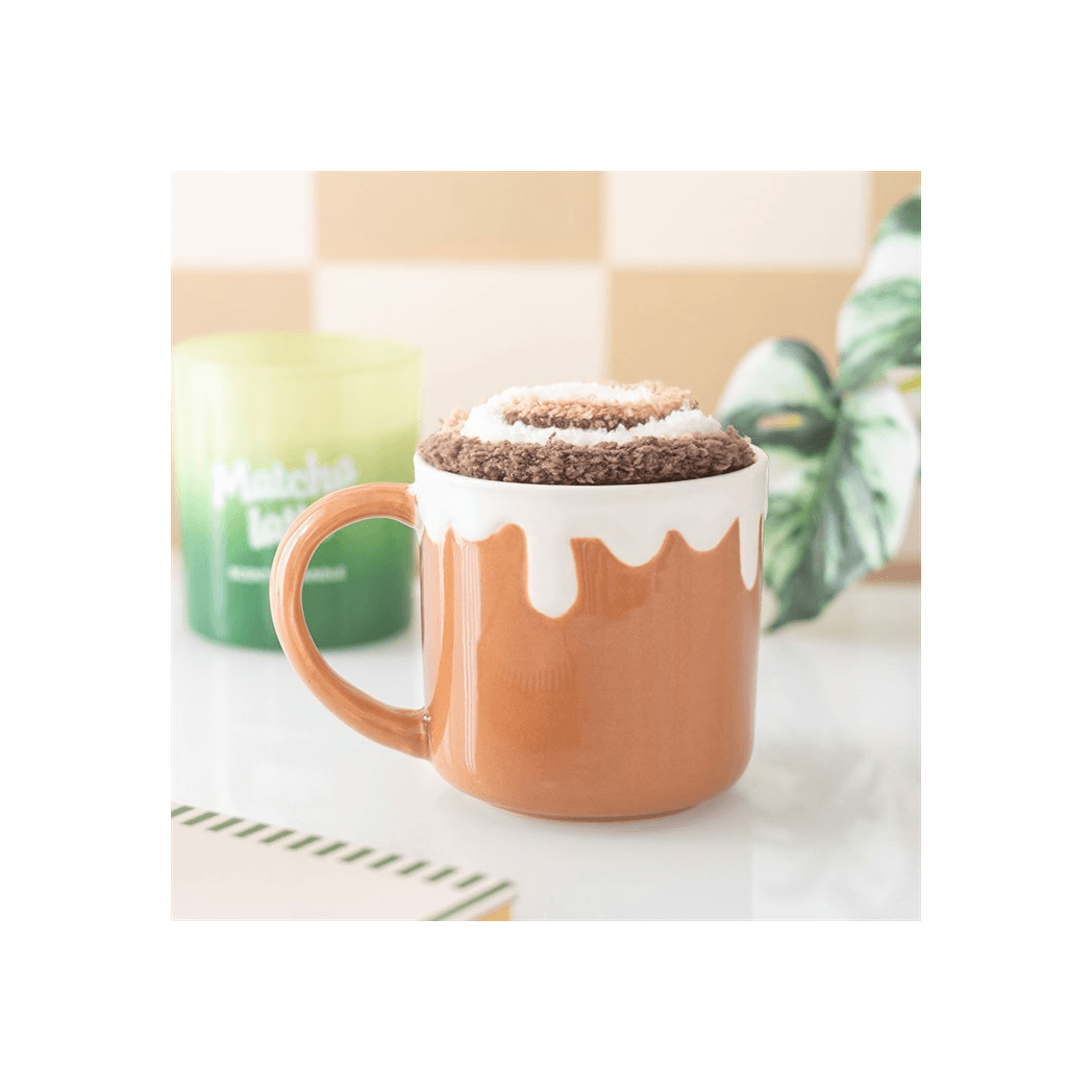 Cinnamon Roll Mug and Plush Socks Gift Set