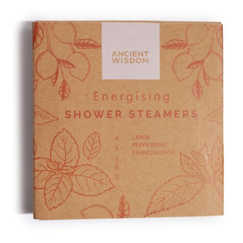 Zen Shower Steamers - Therapy Wellness Gift Set - Energising by Ancient Wisdom, featuring natural essential oils in a gift pack.
