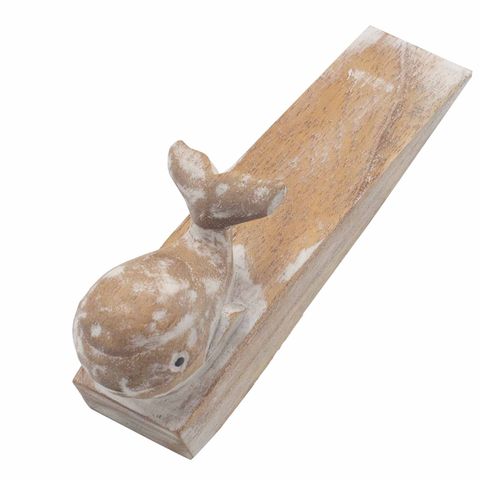 Hand carved Doorstop - Whale crafted from sustainable Jemipinis wood, ideal for adding charm to any room.