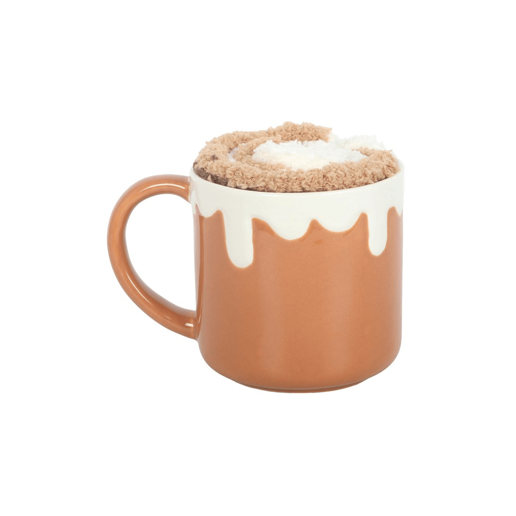 Cinnamon Roll Mug and Plush Socks Gift Set
