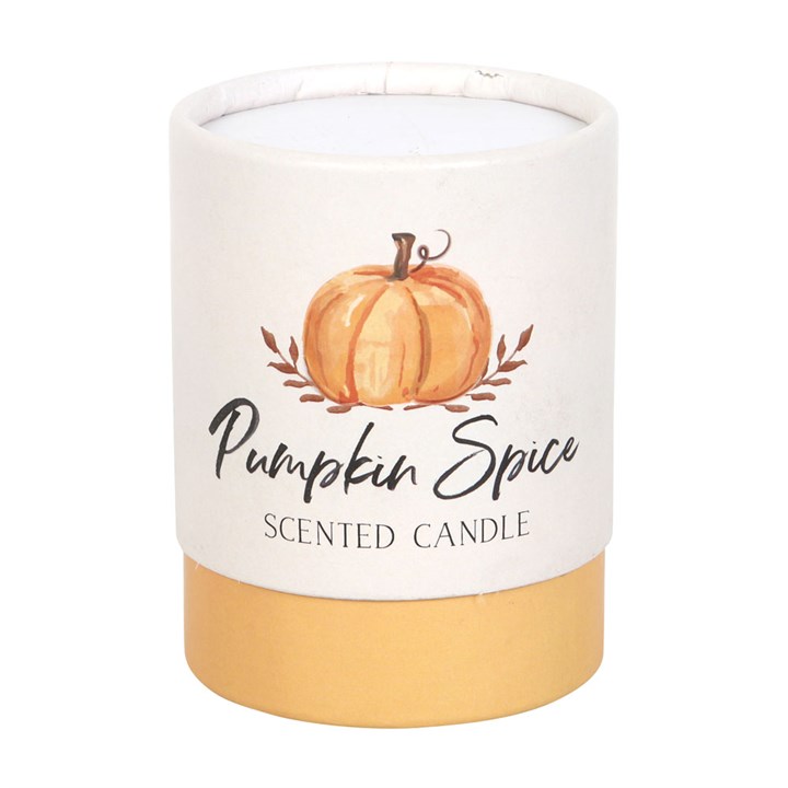 Pumpkin Spice Autumn Candle in a stylish tube, perfect for cosy autumn days and a 25-hour burn time.