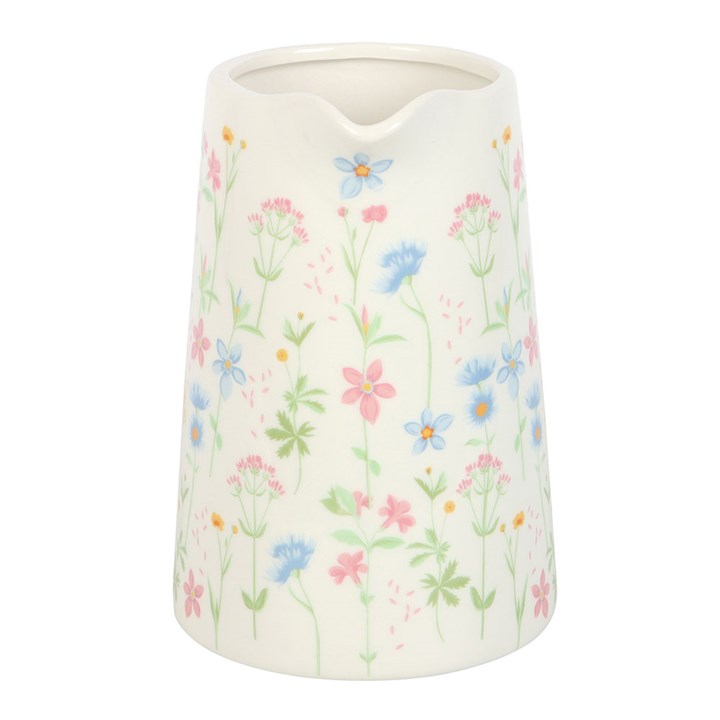SpringBloom Floral Print Ceramic Flower Jug – Charming Countryside Chic Design