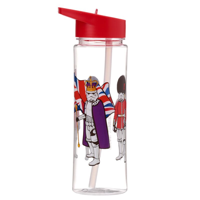 550ml reusable shatterproof water bottle with Original Stormtrooper London design and Union Jack motif.