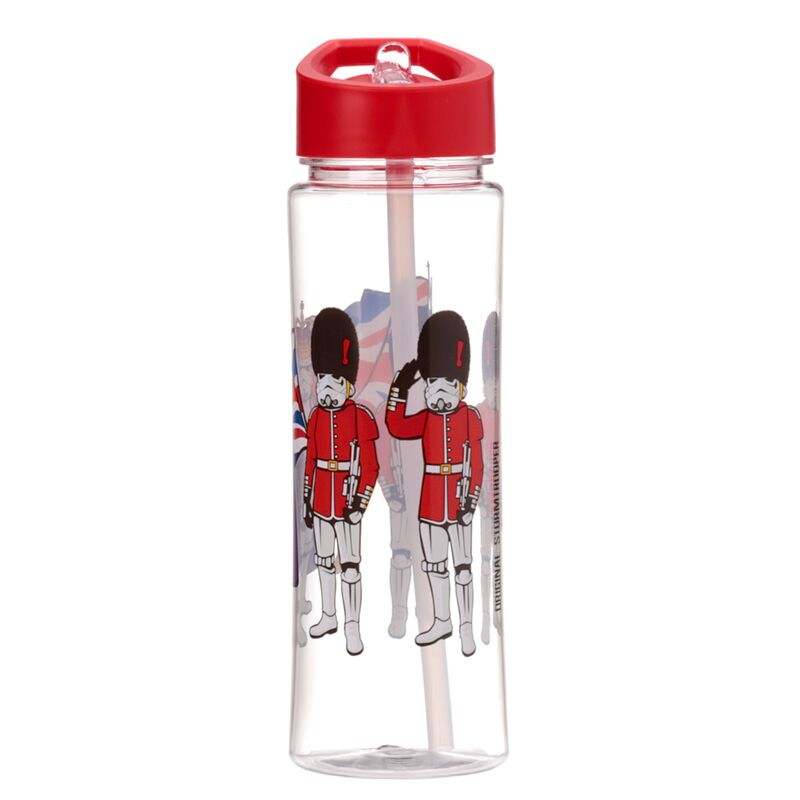 550ml reusable shatterproof water bottle with red cap, straw, featuring The Original Stormtrooper London design.