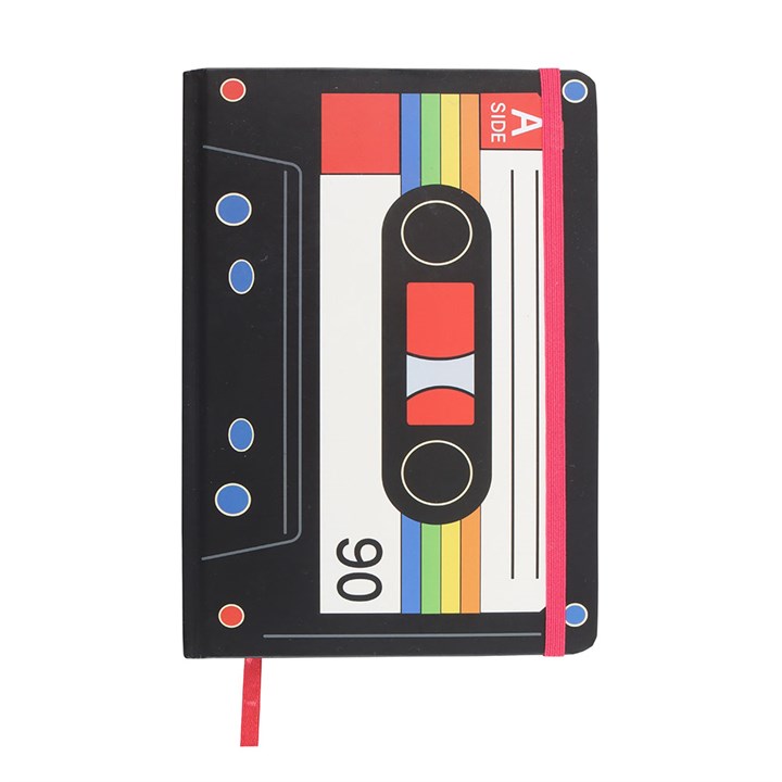 Retro Cassette Tape A5 Notebook with bold design, perfect for music lovers and nostalgia fans, featuring 200 lined pages.