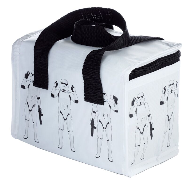 The Original Stormtrooper White RPET Cool Bag with black handles, insulated cooler featuring Stormtrooper graphics.
