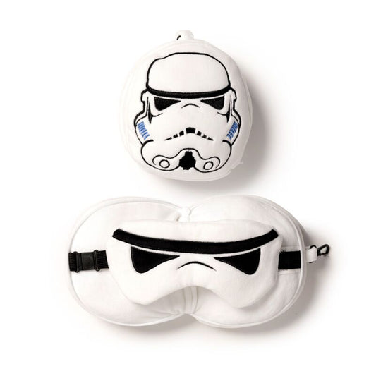 Relaxeazzz Travel Pillow & Eye Mask – The Original Stormtrooper, white travel set