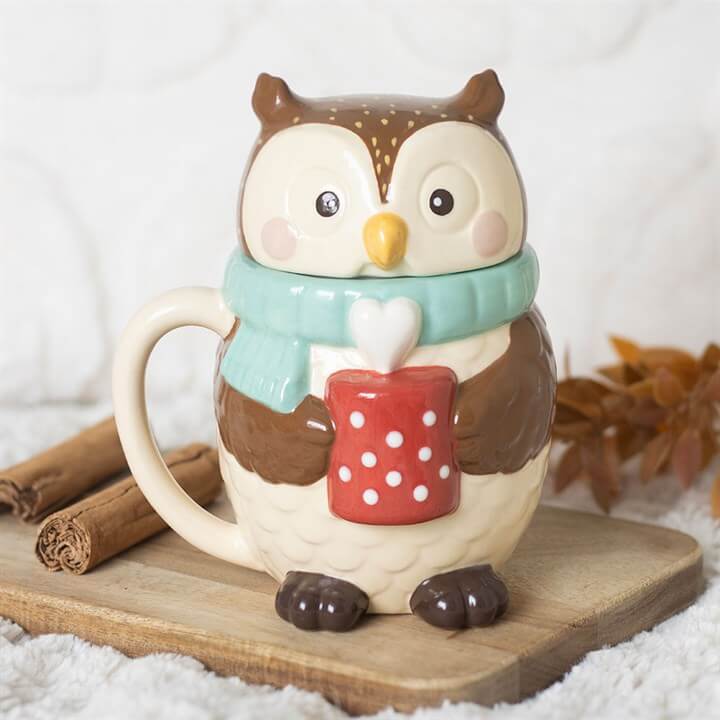 Oliver Owl Ceramic Lidded Mug