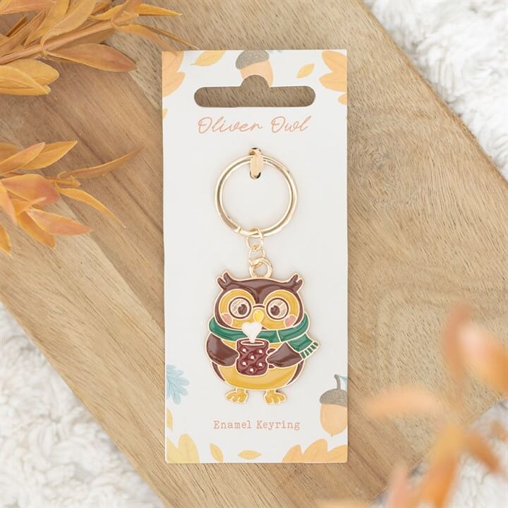 Oliver Owl Alloy and Enamel Keyring