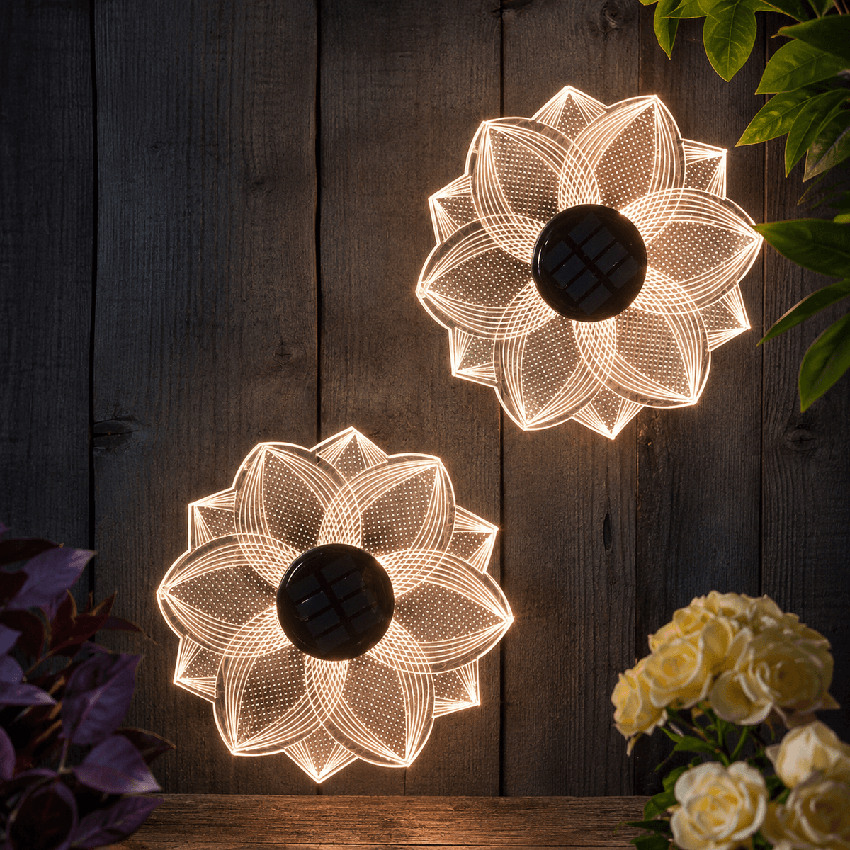 Solar Lotus Flower Garden Lights Set of 2