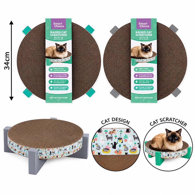 Cat Scratcher with Catnip – Raised Round Scratch Pad