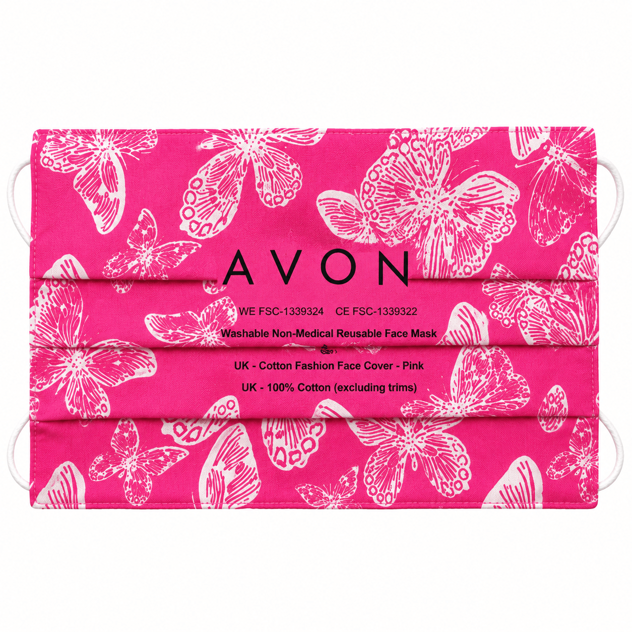 Avon Reusable Cotton Face Mask Choose Pink Butterfly or Geo Print