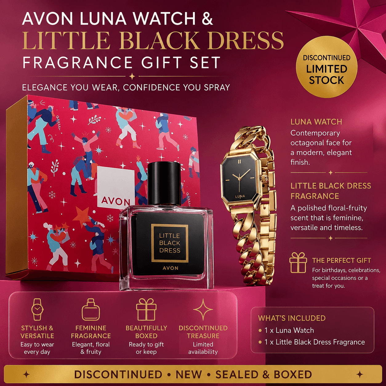 Avon Luna Watch & Little Black Dress Fragrance Gift Set