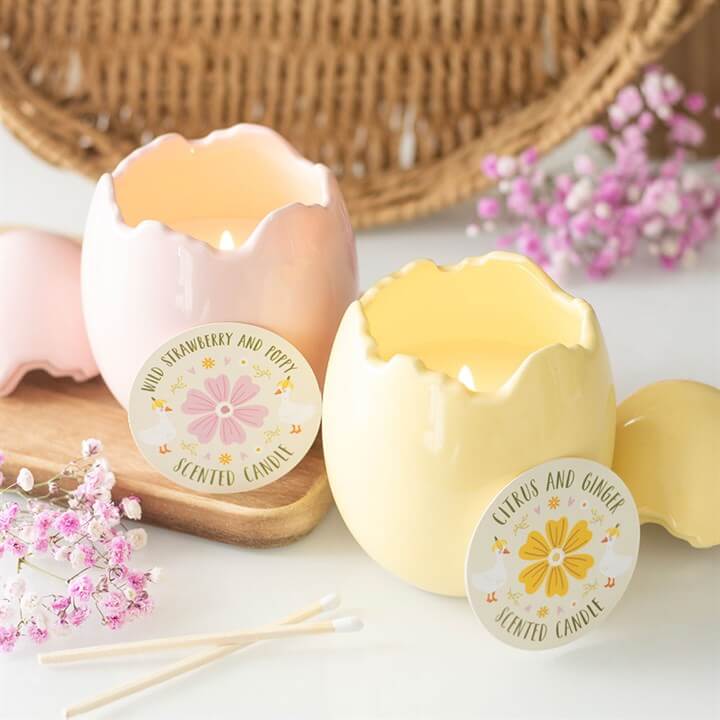 Wild Strawberry and Poppy Egg Shaped Candle
