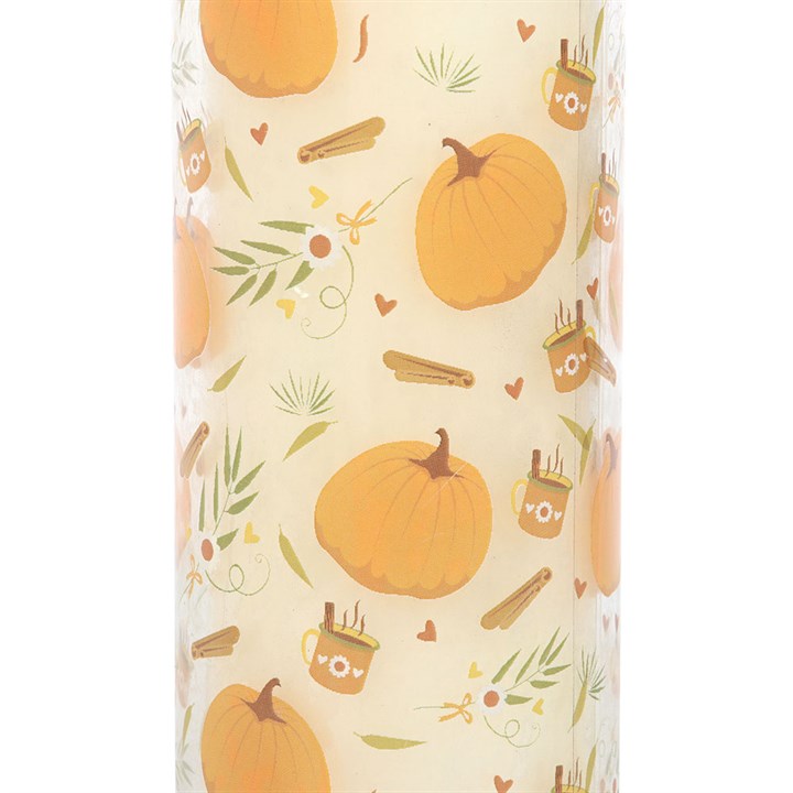 Cozy autumnal design featuring pumpkins on the Pumpkin Print Tube Candle, perfect for Halloween and autumn displays.