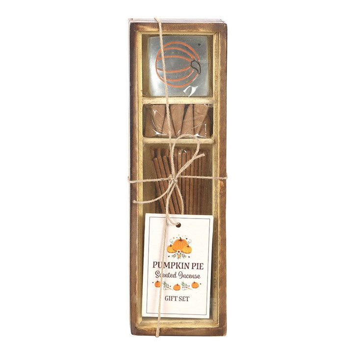 Pumpkin Pie Incense Gift Set with scented sticks and cones, ideal for a warm, autumnal ambience. Perfect for cosy days.