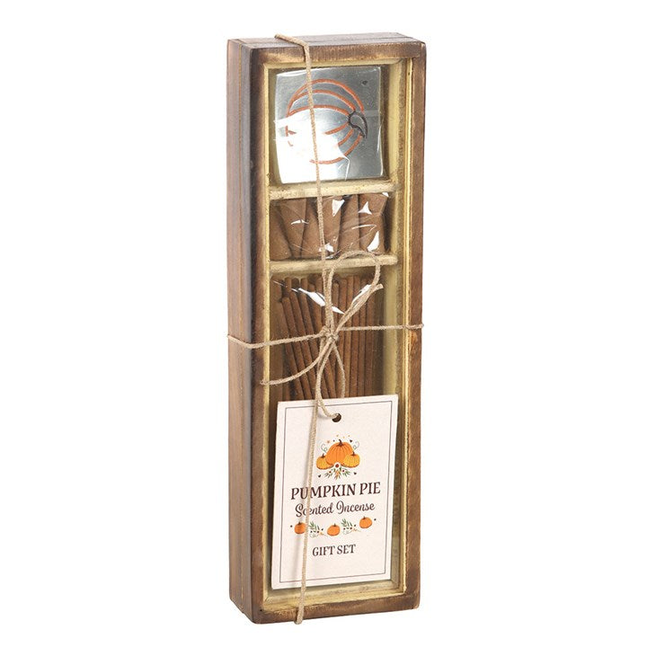 Pumpkin Pie Incense Gift Set beautifully packaged with scented sticks and cones for a warm autumn ambience.