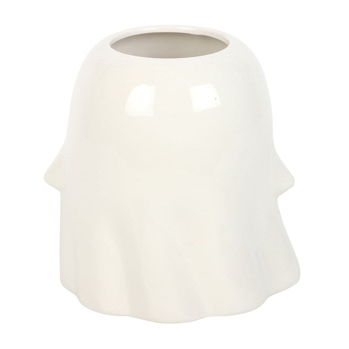 Ceramic Groovy Ghost Vase with playful spooky design, perfect for autumn decor and seasonal flowers.