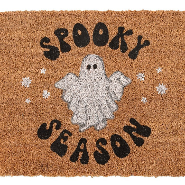 Natural Spooky Season Ghost Doormat featuring a playful ghost design, perfect for welcoming guests this Halloween.