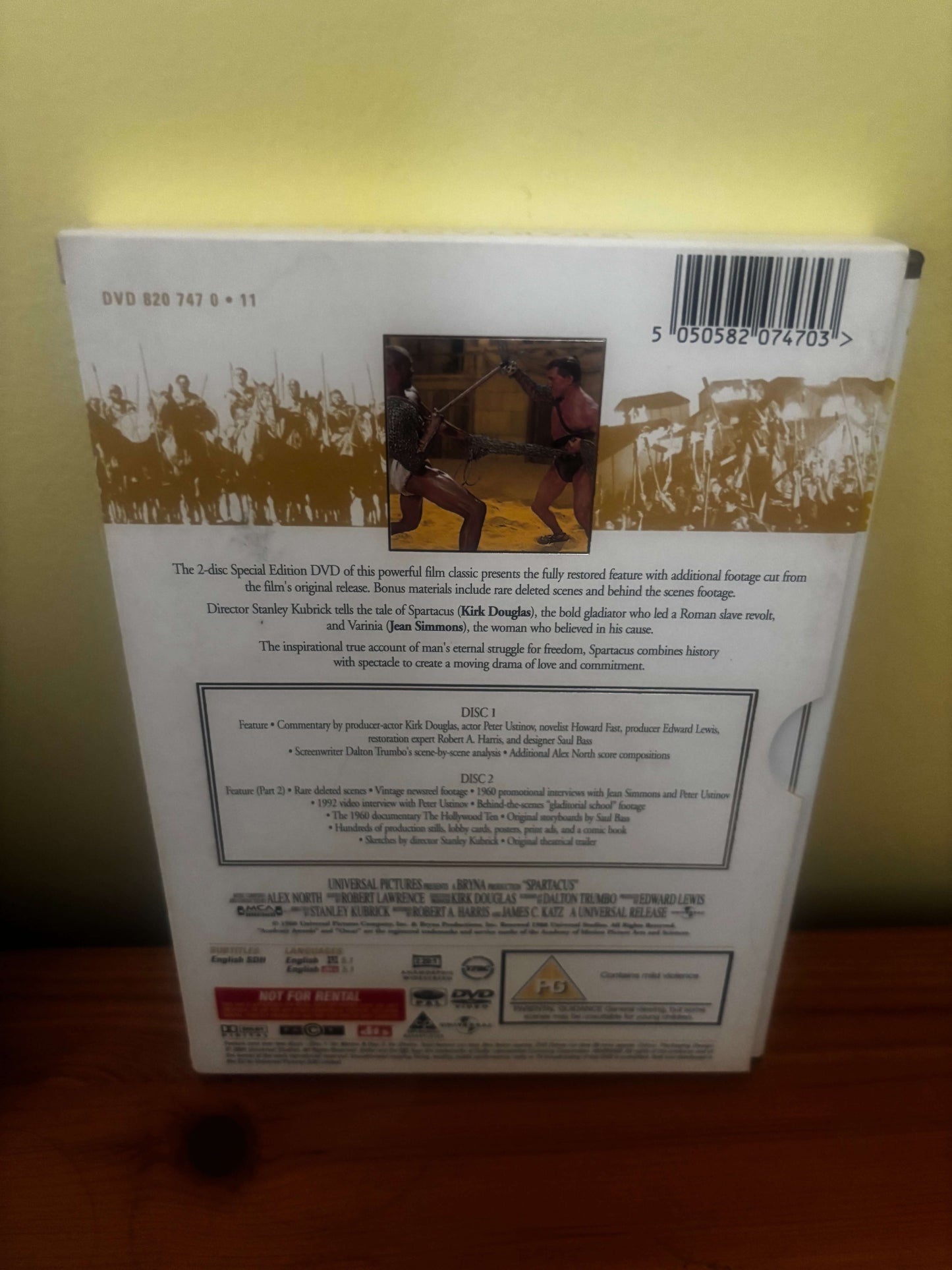 Spartacus Special Edition 2 Disc DVD Stanley Kubrick Kirk Douglas Region 2