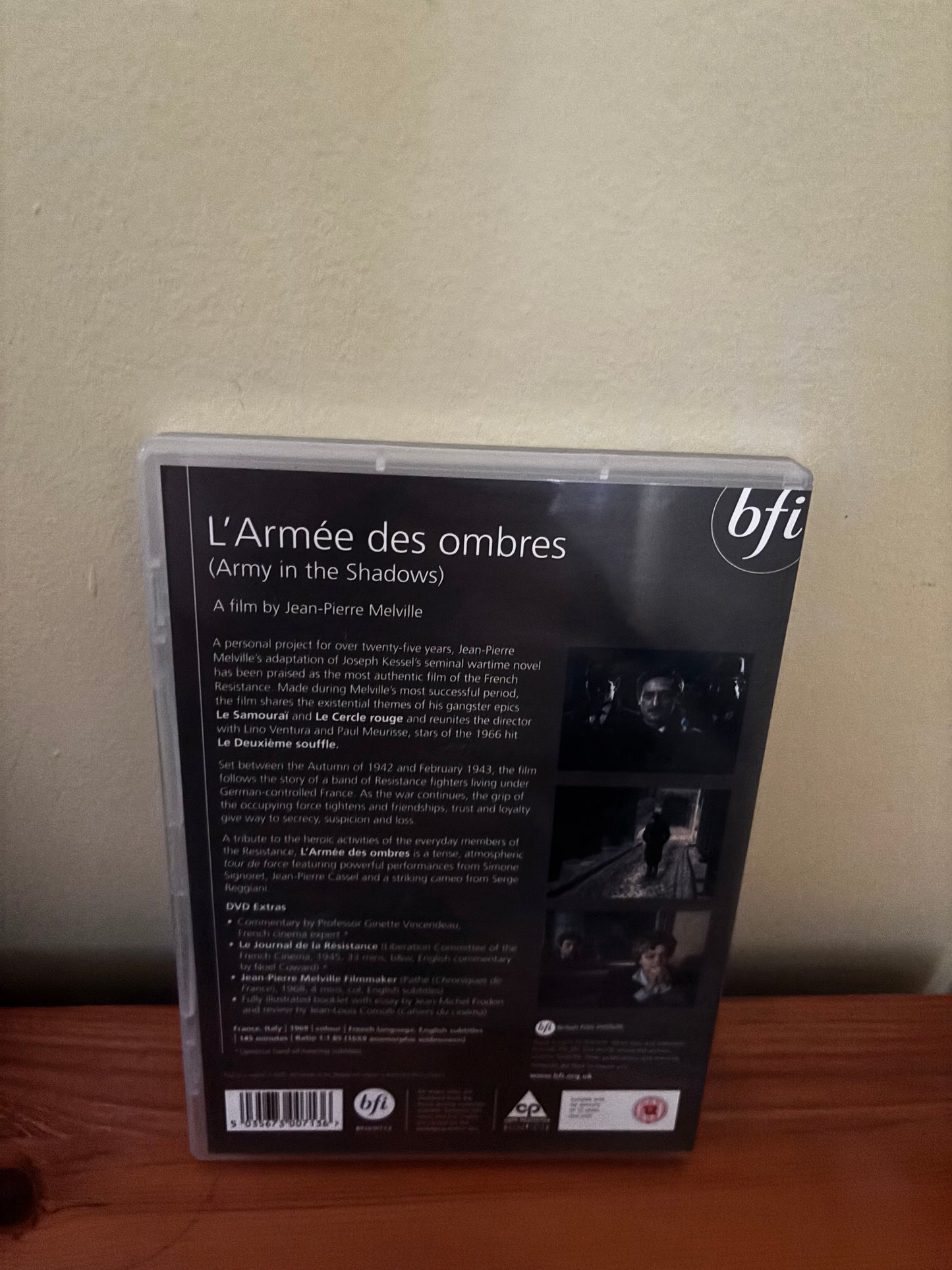 L'Armee des ombres (Army in the Shadows) (Army of Shadows) [DVD] [1969] — BFI DVD back cover image.