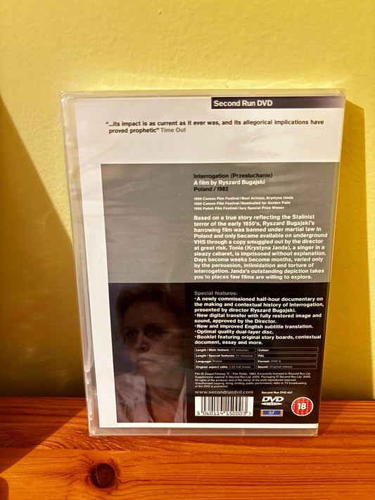 Sealed Interrogation Przesluchanie 1982 World Cinema DVD, back cover with notes and barcode.