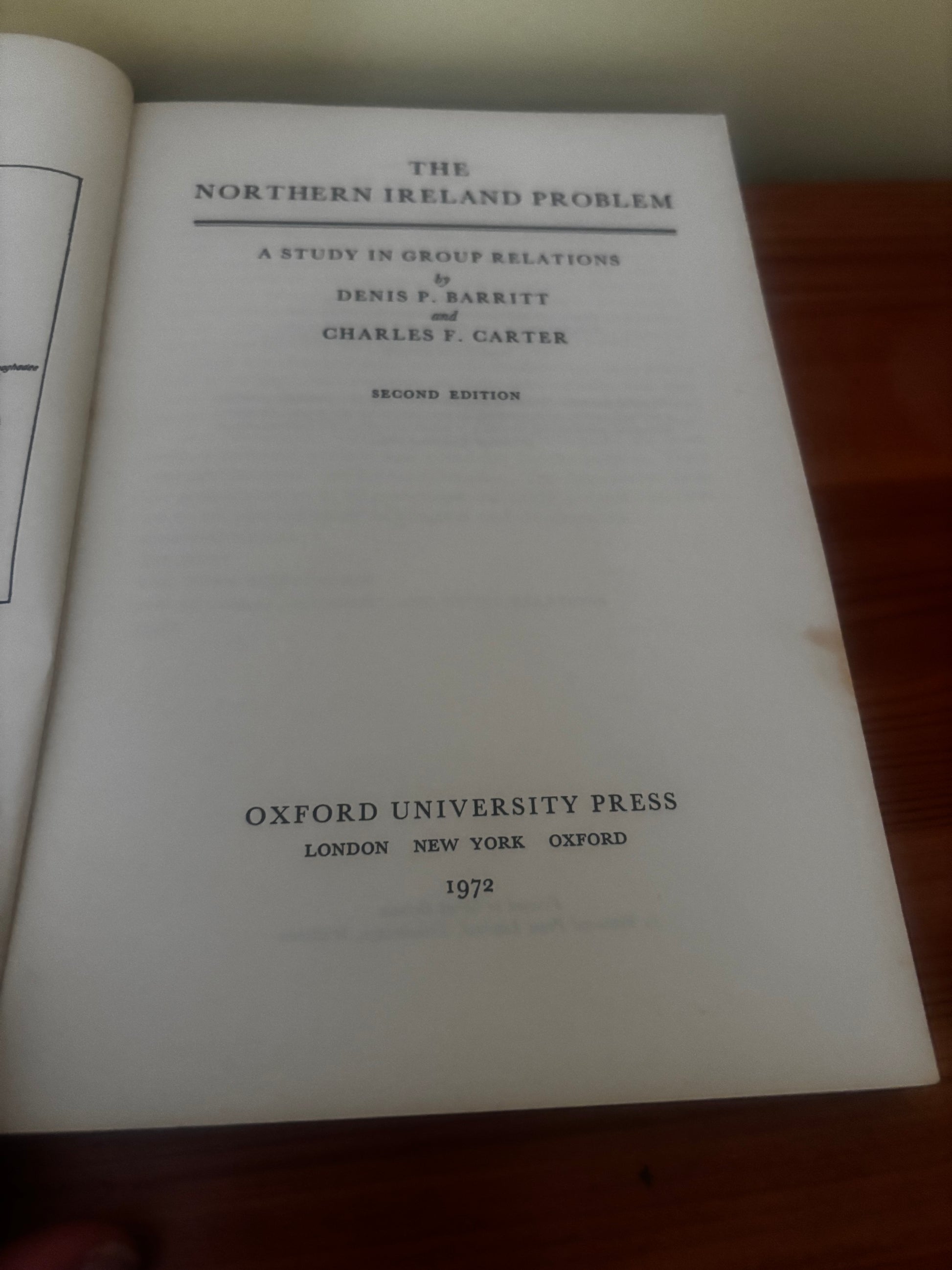 Book titled 'The Northern Ireland Problem' by F. Harbott and C. Carter, published by Oxford University Press.