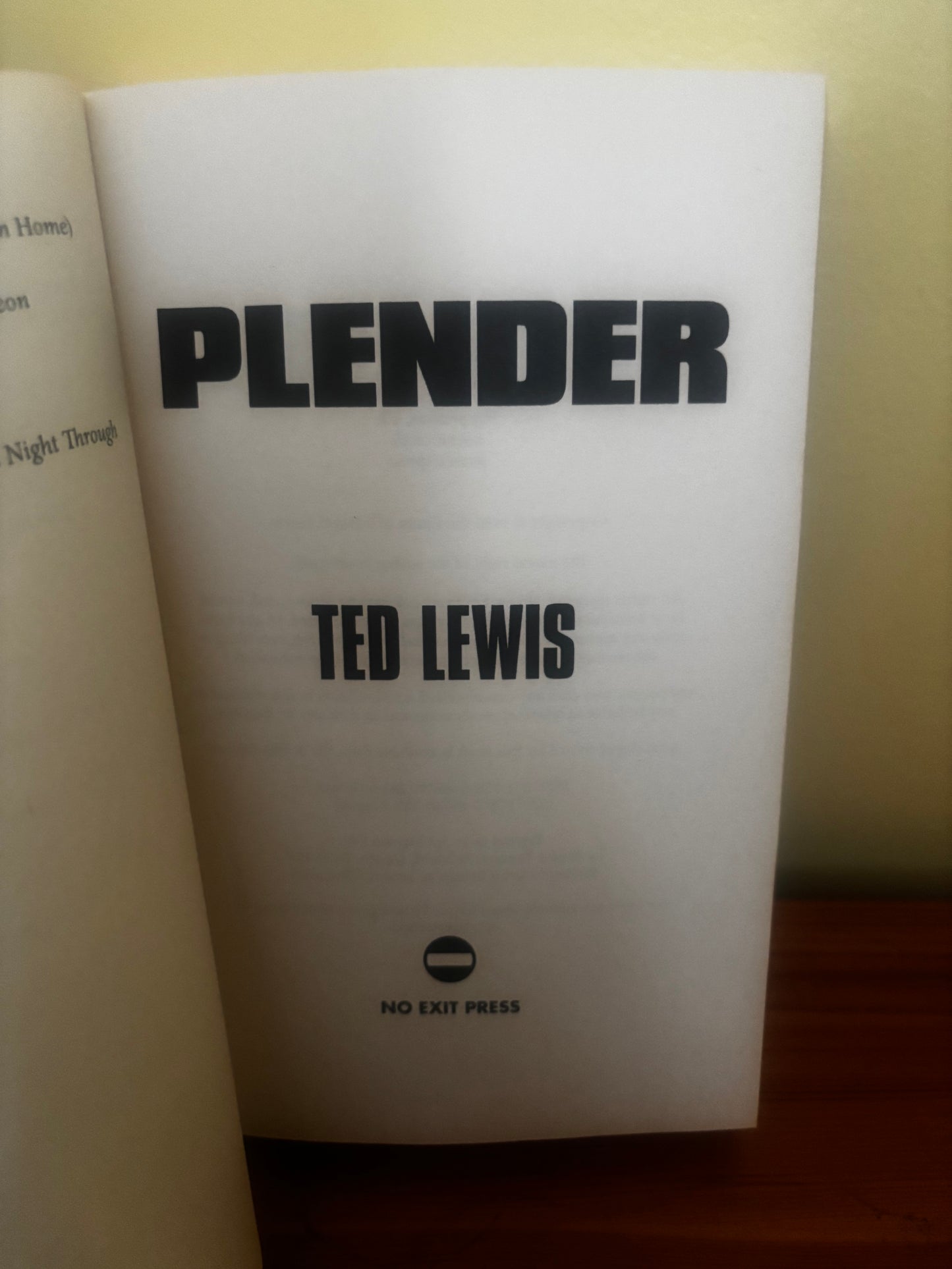 Plender British Noir Crime Fiction Paperback