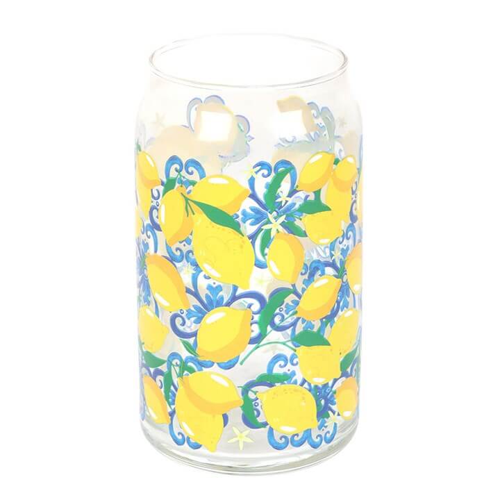 🍋 Lemon Print Can Glass 500ml