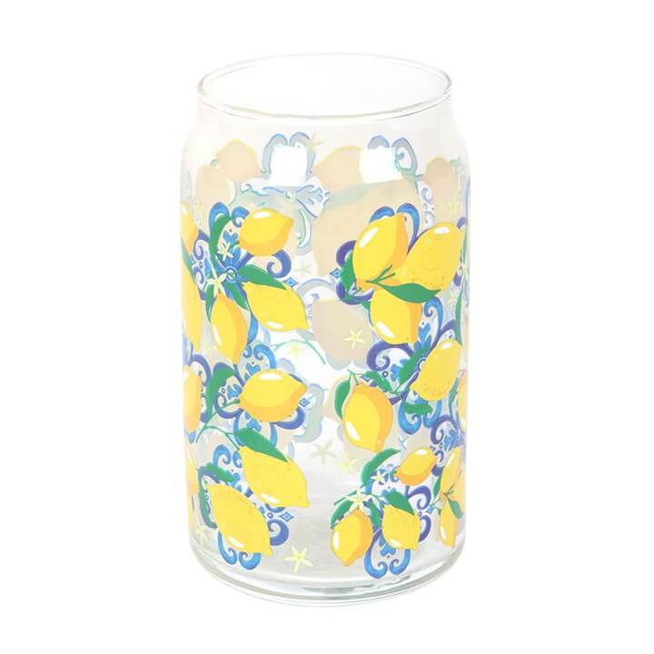 🍋 Lemon Print Can Glass 500ml