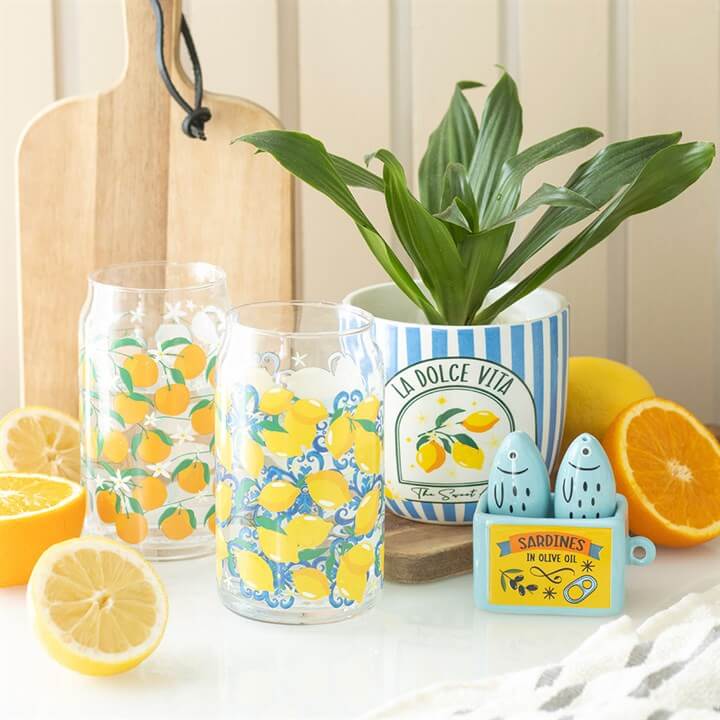 🍋 Lemon Print Can Glass 500ml