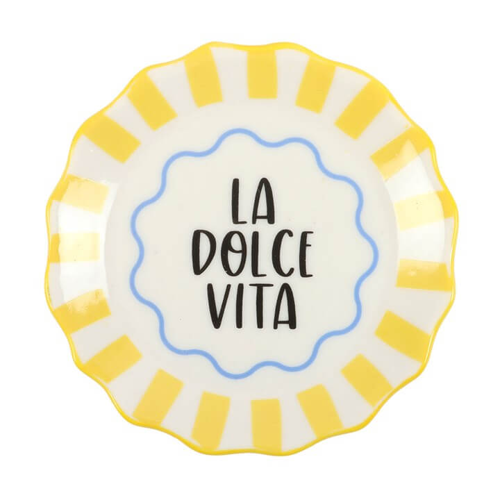 🍋 Yellow Striped La Dolce Vita Trinket Dish