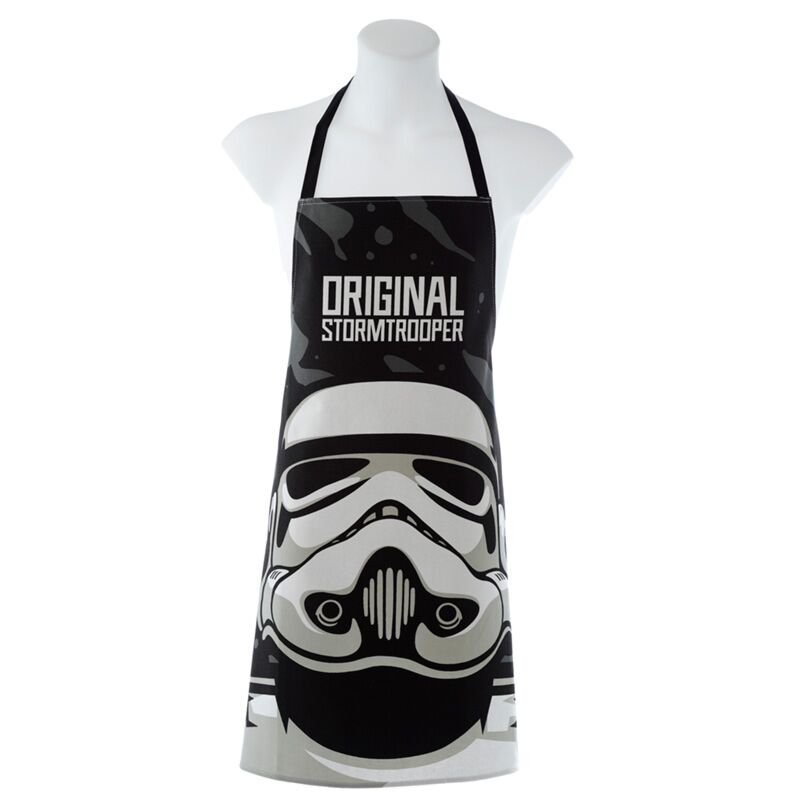 100% cotton apron featuring The Original Stormtrooper helmet design and branding.