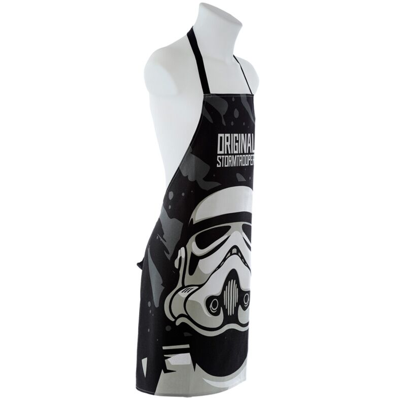 100% cotton apron featuring the Original Stormtrooper helmet motif for cooking and baking.