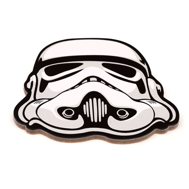 Set of 4 cork novelty coasters featuring The Original Stormtrooper helmet design.