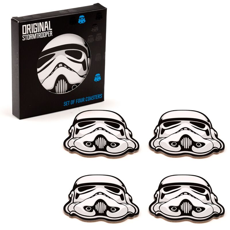 Set of four cork novelty Stormtrooper coasters, packaged with the Original Stormtrooper box.