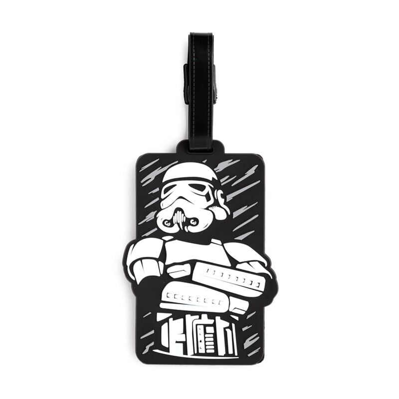 PVC luggage tag - The Original Stormtrooper with black strap, bold Stormtrooper graphic.
