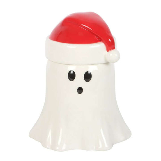 Ghost with Santa Hat Oil Burner and Wax Warmer adds spooky charm to festive decor, perfect for playful Christmas vibes.