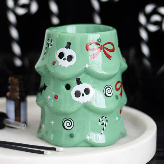 Creepy Christmas Tree Oil Burner and Wax Warmer, featuring spooky designs, perfect for festive decor with a twist.