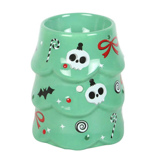 Creepy Christmas Tree Oil Burner and Wax Warmer adds spooky charm with candy canes and skulls, perfect for festive decor.
