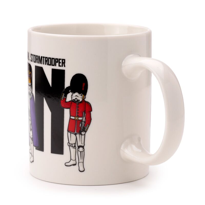Porcelain mug featuring The Original Stormtrooper London design with a red-armoured Stormtrooper and bold text.