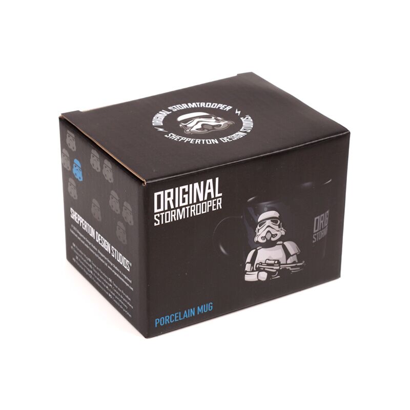 Original Stormtrooper porcelain mug in black box packaging with a Stormtrooper illustration.