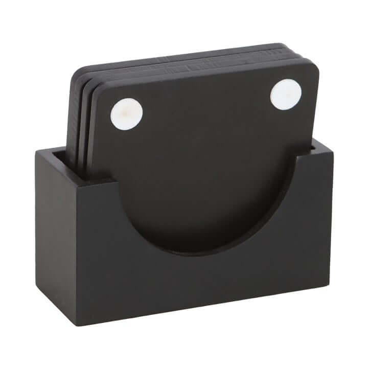 Til Death Do Us Party Coasters Set Of 4 in a sleek black holder, perfect for entertaining and dark humour fans.