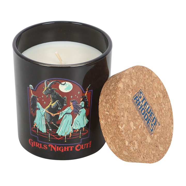 Girls Night Out Dark Opium Candle by Steven Rhodes with goat and dancing women, rebellious scent.
